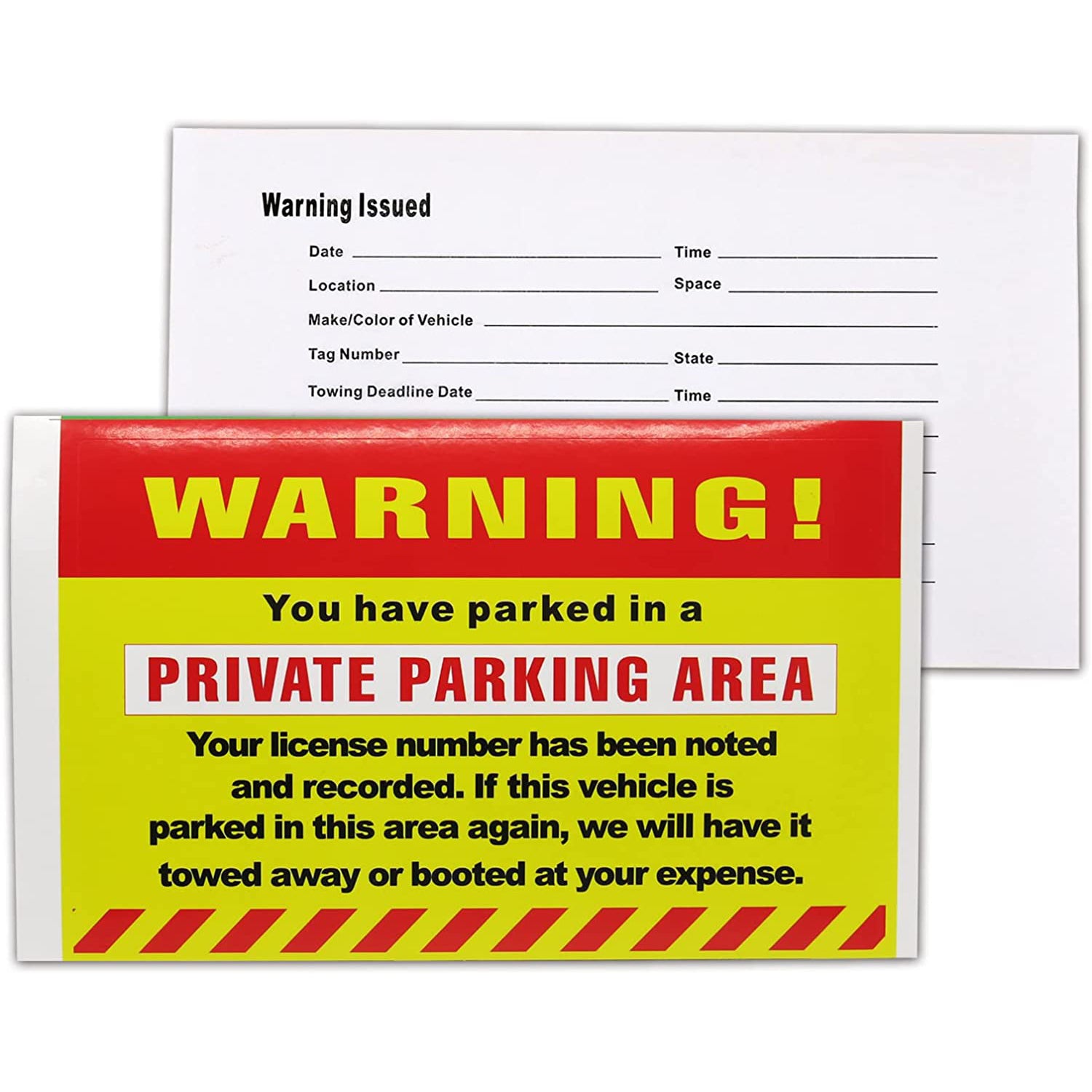 Gialer (Pack of 50) 5 x 8 inch “Warning - You Have Parked in A No Park